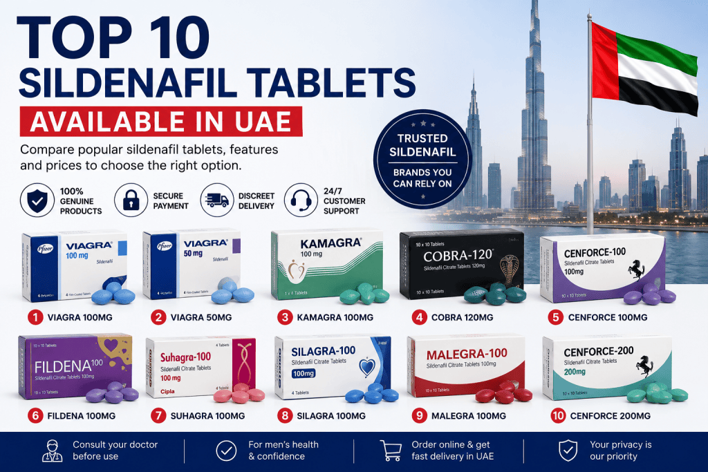 Top 10 sildenafil tablets available in UAE including popular brands and generic options